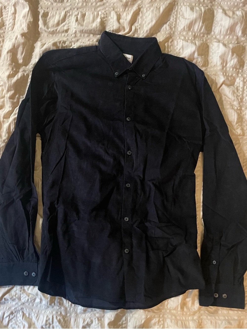 Men's black pincord button down